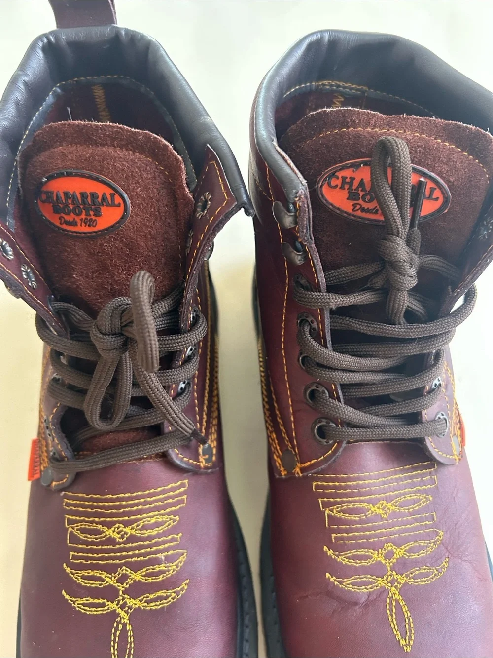 Chaparral Men's Charcoal Burgundy Work Boots with Lace-Up Support